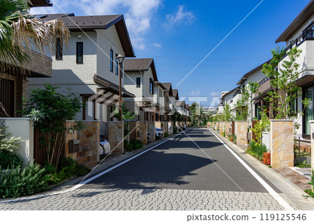 Detached housing area and refreshing blue skies 119125546