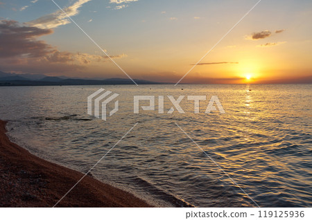 sunset on the Issyk-Kul lake 119125936