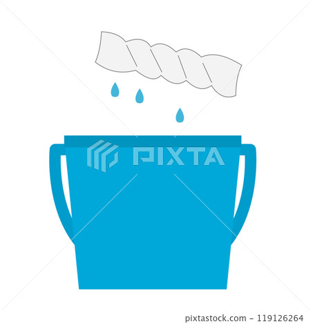 Illustration of a wrung out rag and bucket 119126264