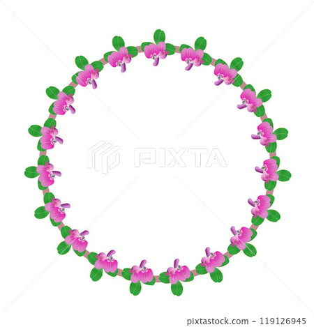 Illustration of a circular decorative frame of bush clover flowers 119126945
