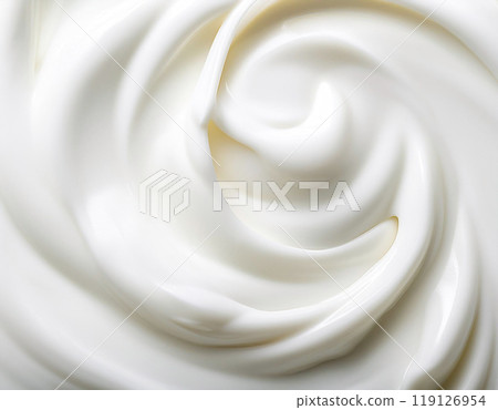 Thick and smooth plain yogurt texture close-up 119126954