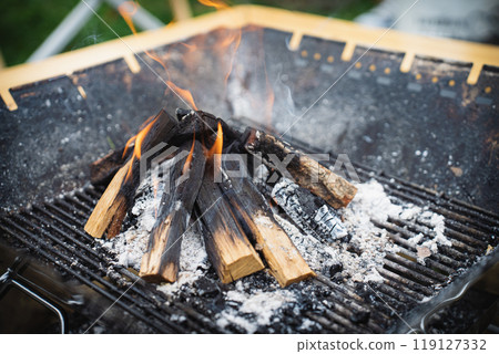 Camping with bonfire Camping with bonfire 119127332