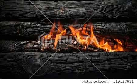 AI Image: Burning wood 119127681