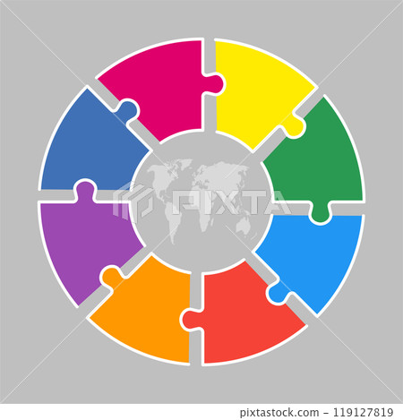 Diagram infographic for 8 steps, circle puzzle 119127819
