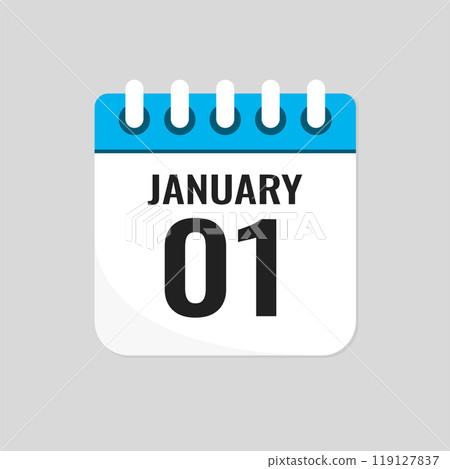 Icon page calendar day - 1 January Icon page calendar day - 1 January 119127837