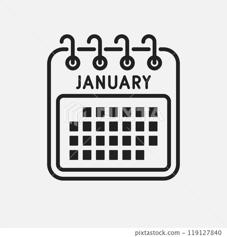 Vector template icon page calendar, month January Vector template icon page calendar, month January 119127840