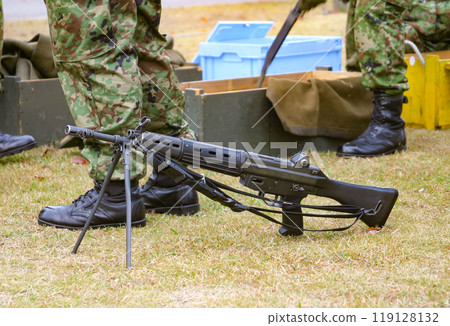 Japan Ground Self-Defense Force's Type 89 rifle on the ground 119128132