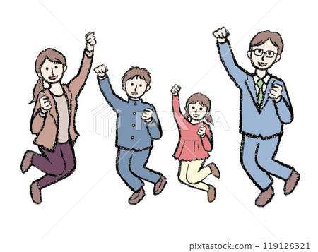 Illustration of a family jumping 119128321