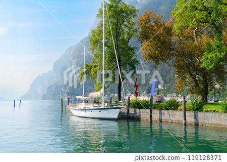 Riva del Garda port at Garda lake 119128371