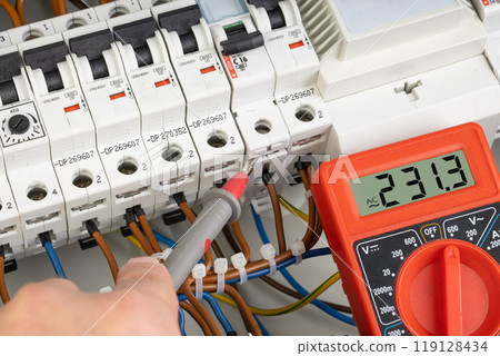 Electrical Circuit Breaker Testing with Digital Multimeter Electrical Circuit Breaker Testing with Digital Multimeter 119128434