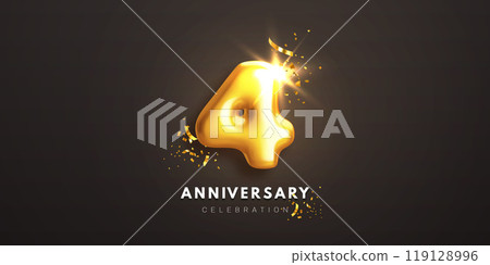 Fourth anniversary celebration. 3d golden number 4 Fourth anniversary celebration. 3d golden number 4 119128996