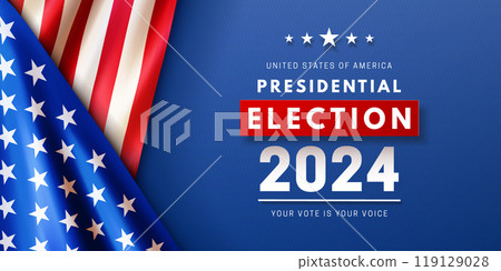 Presidential Election day USA 2024 with American flag 119129028