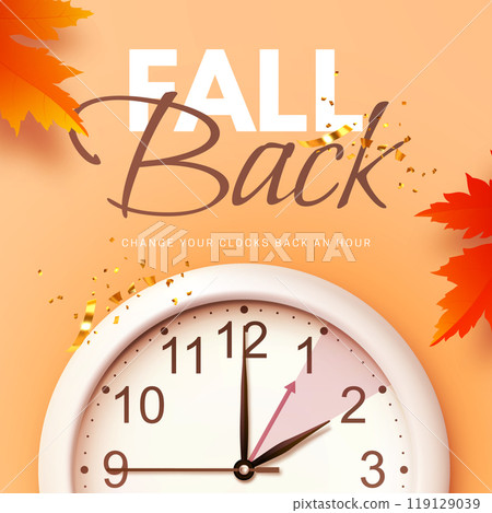 Fall Back. Daylight saving time ends banner 119129039