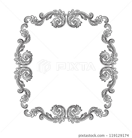Hand drawing vintage baroque frame vector art isolated illustration Hand drawing vintage baroque frame vector art isolated illustration 119129174