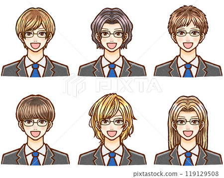 各種髮型西裝的成年男子插畫素材集 各種髮型西裝的成年男子插畫素材集 119129508