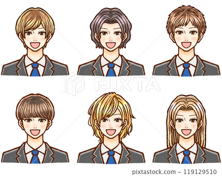 插畫素材集 3 穿著西裝、各種髮型的成年男子 插畫素材集 3 穿著西裝、各種髮型的成年男子 119129510