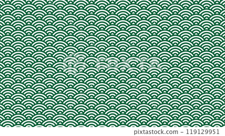Seigaiha green background Japanese pattern vector 119129951
