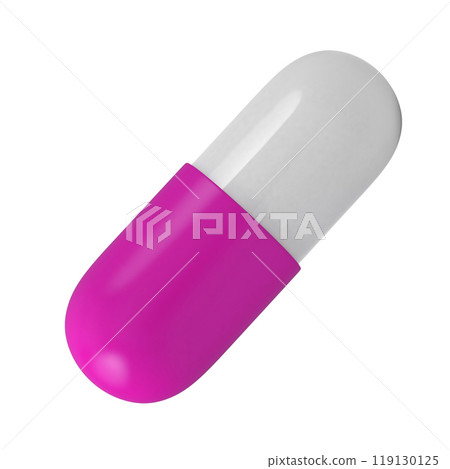 White and pink pill close up macro shot. Medication, healthcare insurance concept 119130125
