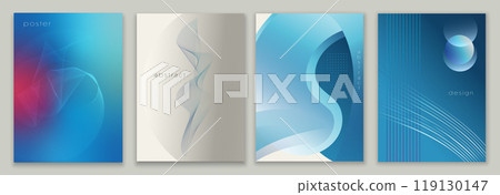 Set collection poster or wallpaper with abstract gradient shapes. Brochure banner leaflet template. Cover background. Vector modern backdrop. Graphic design. Presentation copy space 119130147