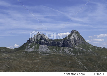 Montenegro, Durmitor National Park landscape. Twin peak of the Sedlena Greda 119130231