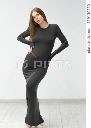 black girl dress motherhood pregnancy tummy female expectant mother maternity positive background 119130250