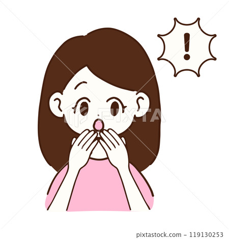 一個驚訝的女人用手摀住嘴 119130253