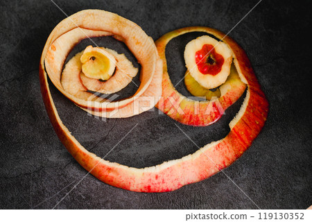 Illusory red apple consisting only of the peel Illusory red apple consisting only of the peel 119130352