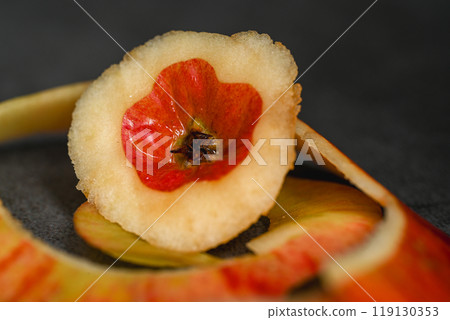 Illusory red apple consisting only of the peel Illusory red apple consisting only of the peel 119130353
