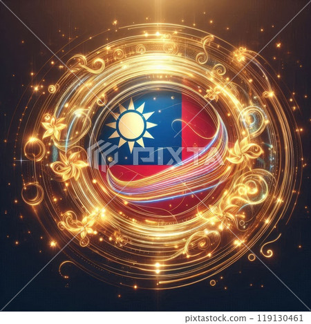 Dynamic Brushstroke Taiwanese Flag happy birthday with Generative AI. Dynamic Brushstroke Taiwanese Flag happy birthday with Generative AI. 119130461