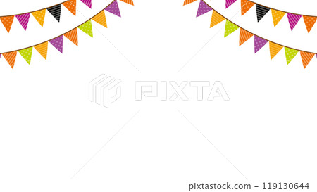 萬聖節彩色花圈旗框向量 119130644