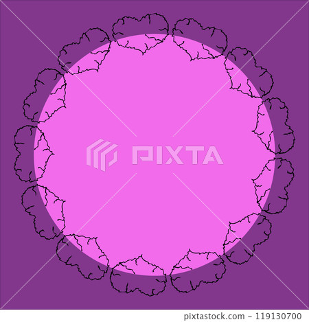 Pink circle frame made of black doodle hearts Pink circle frame made of black doodle hearts 119130700