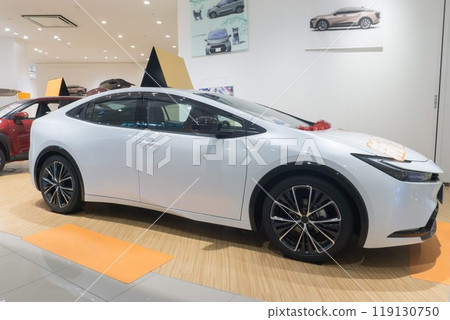 Motor show sedan car showroom 119130750