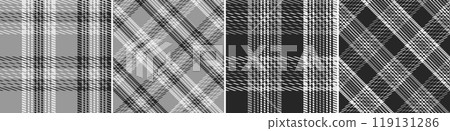 Set black and white plaid seamless pattern. 119131286