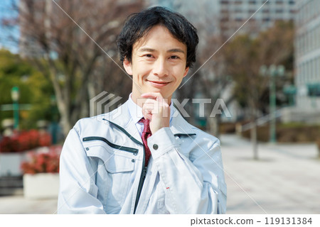 Site supervisor standing at the construction site Site supervisor standing at the construction site 119131384
