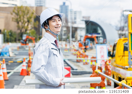 Site supervisor standing at the construction site 119131409