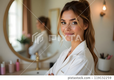 Portrait of smiling spa salon receptionist 119132259