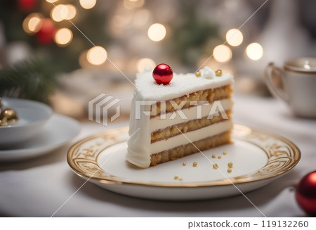 Delicious Christmas cake with strawberry cream 119132260
