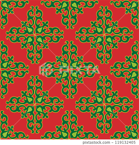 Tatar Native Ornamental border in Arabic style. Ornamental circle with colorful gradients in tatar tradition. Floral pattern with tulips Tatar Native Ornamental border in Arabic style. Ornamental circle with colorful gradients in tatar tradition. Floral pattern with tulips 119132405