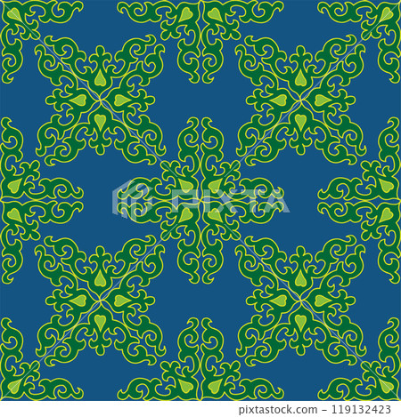 Tatar Native Ornamental border in Arabic style. Ornamental circle with colorful gradients in tatar tradition. Floral pattern with tulips Tatar Native Ornamental border in Arabic style. Ornamental circle with colorful gradients in tatar tradition. Floral pattern with tulips 119132423