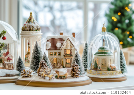Christmas village with snow covered houses,...-插圖素材 [119132464] - PIXTA圖庫