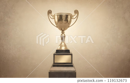 Gold Cup on a golden background. Artificial intelligence. Gold Cup on a golden background. Artificial intelligence. 119132673