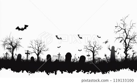 Haunted Graveyard Silhouette 119133100