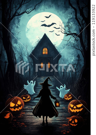 Haunted House on Halloween Night 119133922