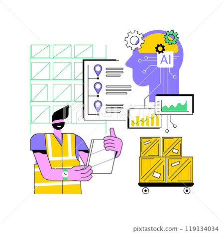 AI-Driven Inventory Automation abstract concept vector illustration. 119134034