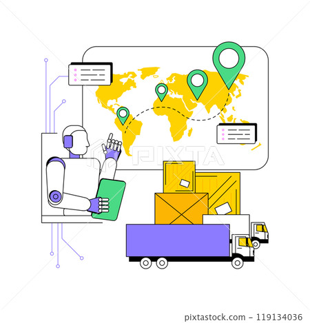 AI-Managed Smart Logistics abstract concept vector illustration. AI-Managed Smart Logistics abstract concept vector illustration. 119134036