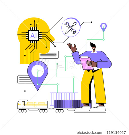 Predictive Maintenance Solutions with AI abstract concept vector illustration. 119134037