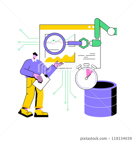 Real-Time Data Analysis with AI abstract concept vector illustration. Real-Time Data Analysis with AI abstract concept vector illustration. 119134039