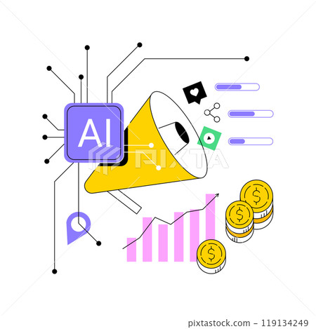 AI-Identified Social Media Sales Insights abstract concept vector illustration. AI-Identified Social Media Sales Insights abstract concept vector illustration. 119134249
