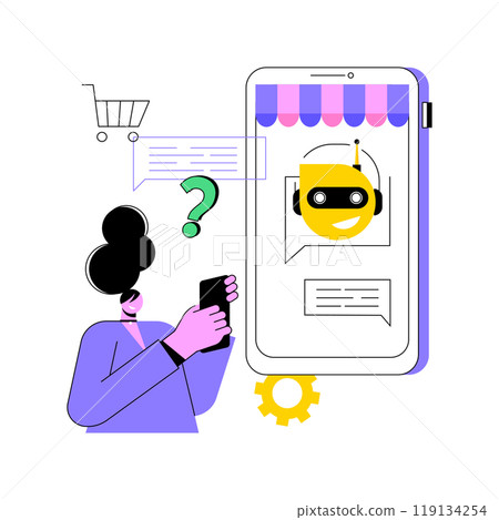 AI-Powered Sales Chatbot Assistance abstract concept vector illustration. 119134254