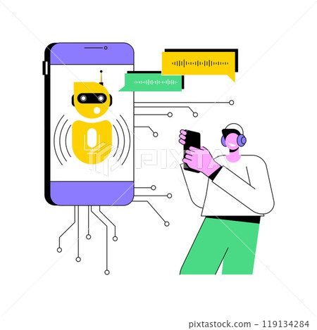 Voice-Activated Customer Support by AI abstract concept vector illustration. 119134284